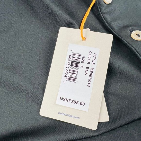 NWT Peter Millar Summer Comfort Black Short Sleeve Stretch Golf Polo Size Medium - Picture 8 of 8